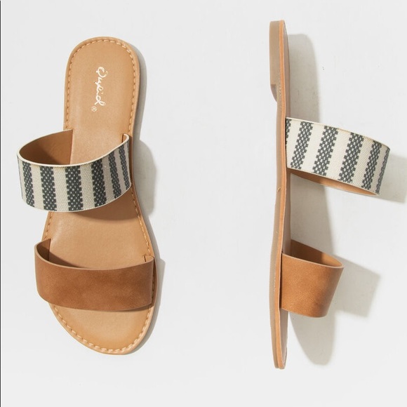 Vici Shoes - VICI QUPID Double Strap Stripe Womens Sandals Sz 7.5